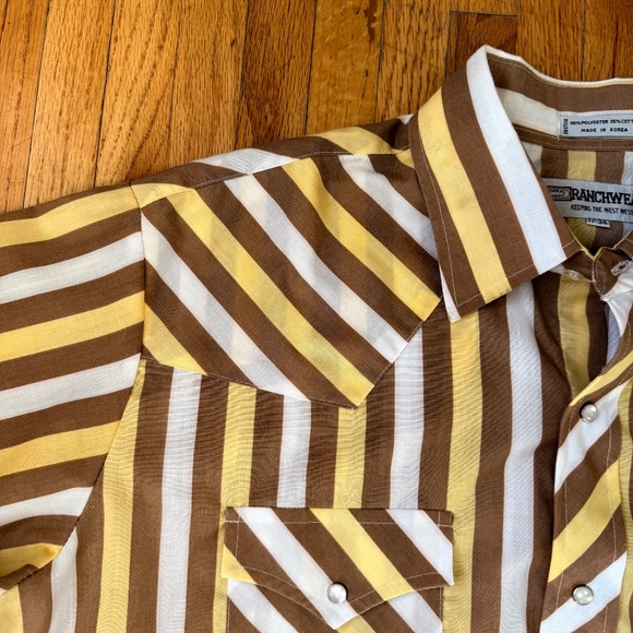 Vintage 70s Men’s Ranchwear Striped Western Shirt - Picture 5 of 8
